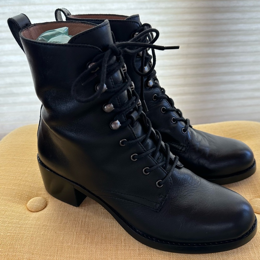 Madewell The Patti Lace-Up Combat Riding Boots 8.5 Black